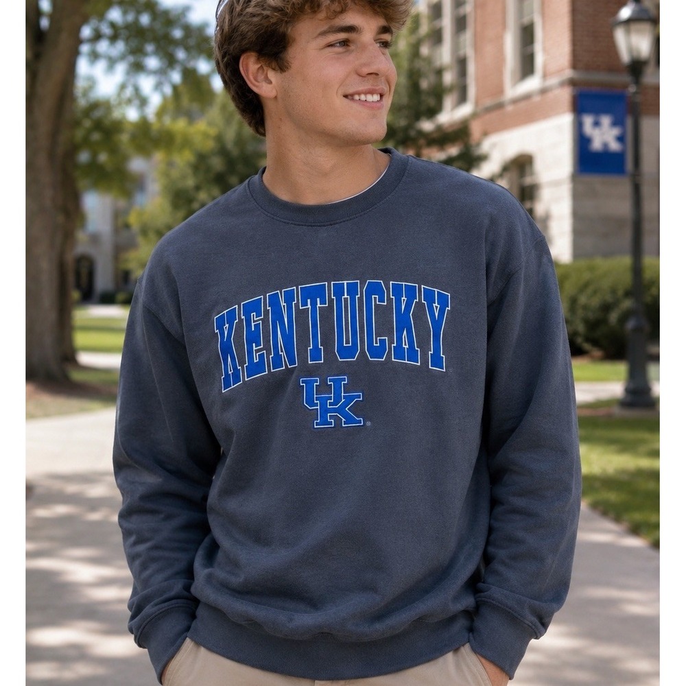Stadium Athletics Kentucky Wildcats Crewneck Sweatshirt Gray Mens M Embroidered